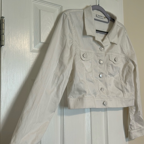 Calvin Klein White Cropped Jacket Large - Picture 4 of 10